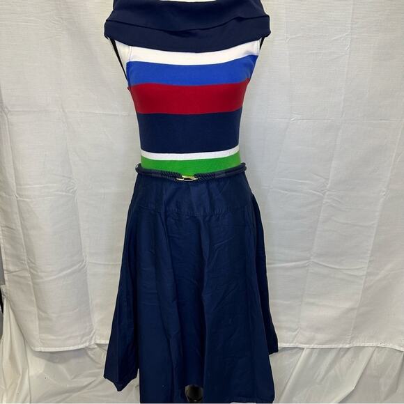 Lauren Ralph Lauren Color Block Dress with Rope Style Belt - Size M - Picture 5 of 15
